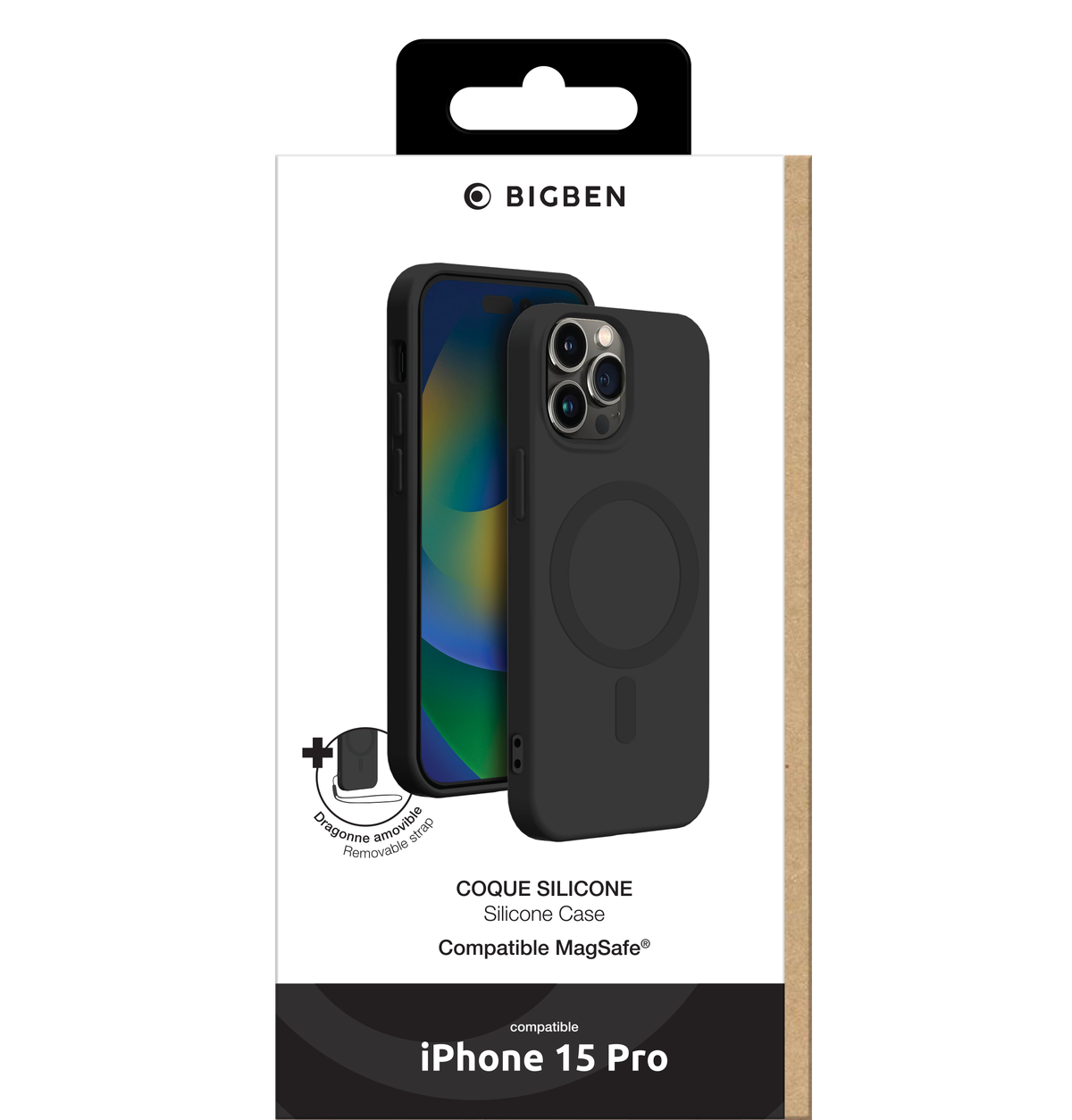 BIGBEN MagSafe Soft Flex Case Schwarz für iPhone 15 Pro