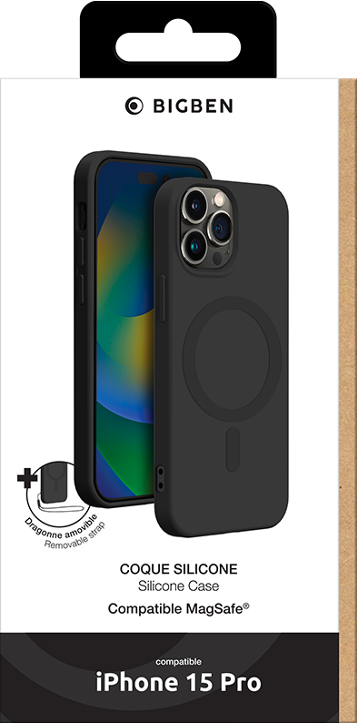 BIGBEN MagSafe Soft Flex Case Schwarz für iPhone 15 Pro