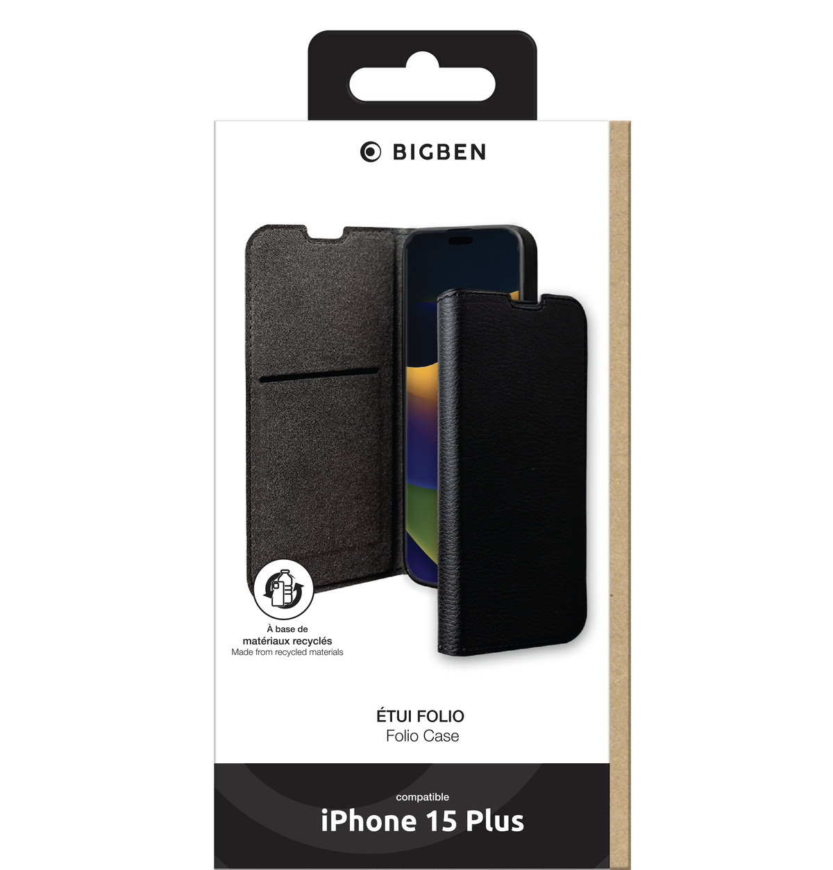 BIGBEN Wallet Folio Case Schwarz für iPhone 15 Plus