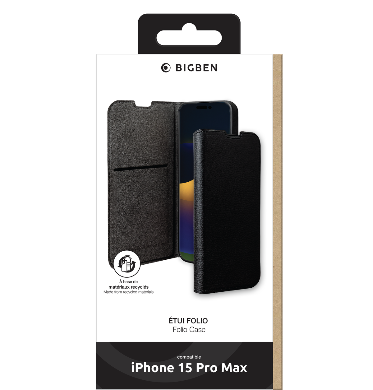 BIGBEN Wallet Folio Case Schwarz für iPhone 15 ProMax