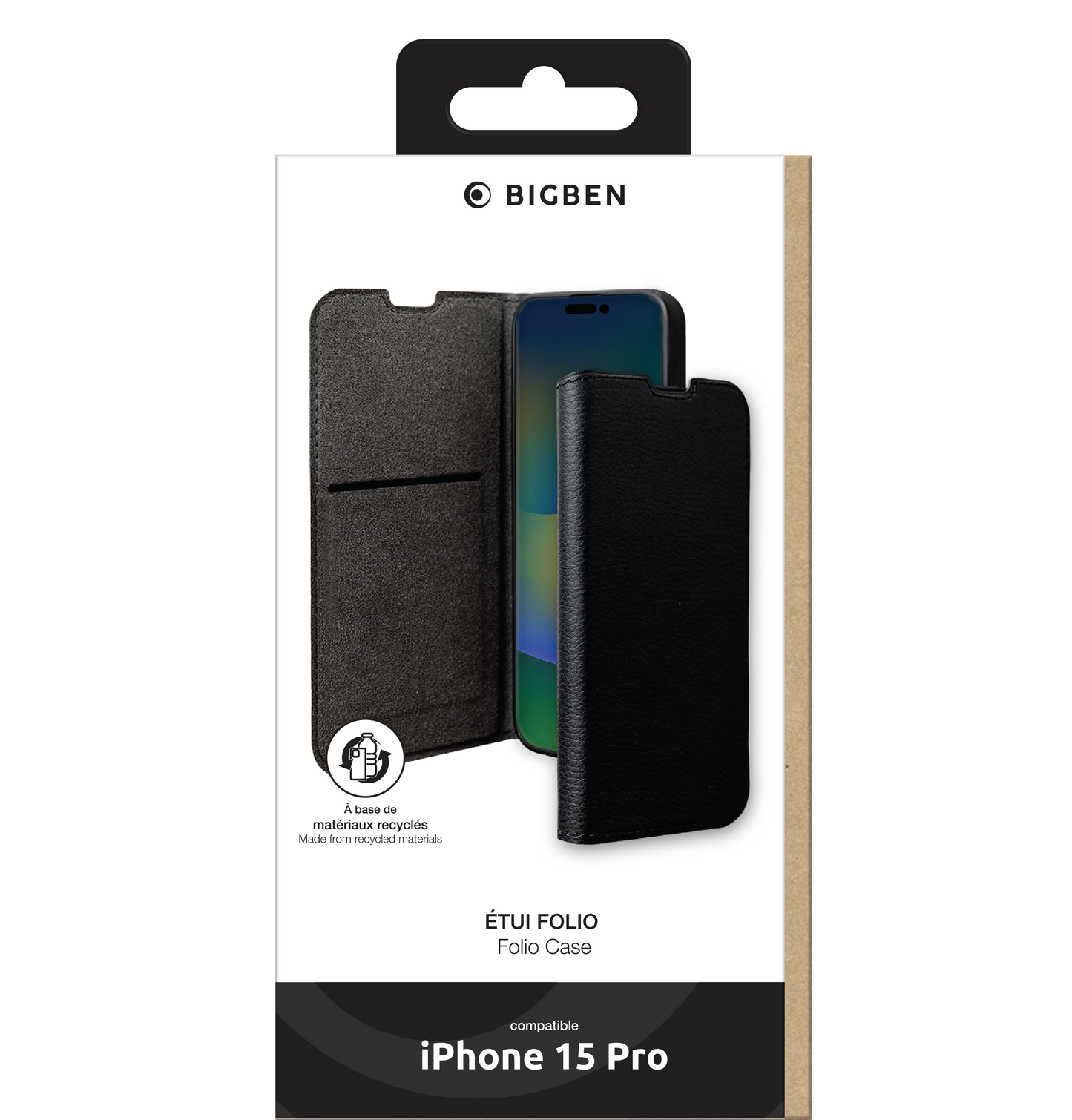 BIGBEN Wallet Folio Case Schwarz für iPhone 15 Pro