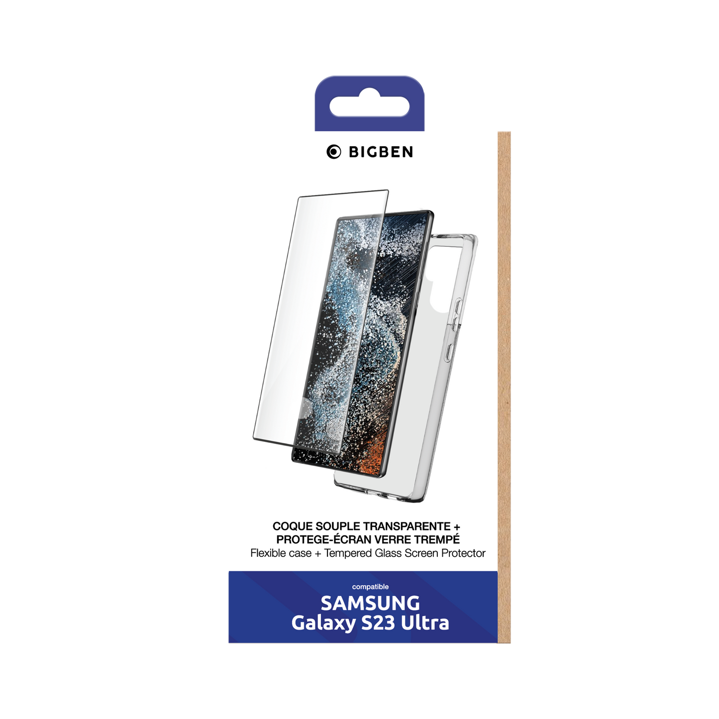 BIGBEN Pack: TPU Case + 2.5D Tempered Glass für Samsung Galaxy S23 Ultra