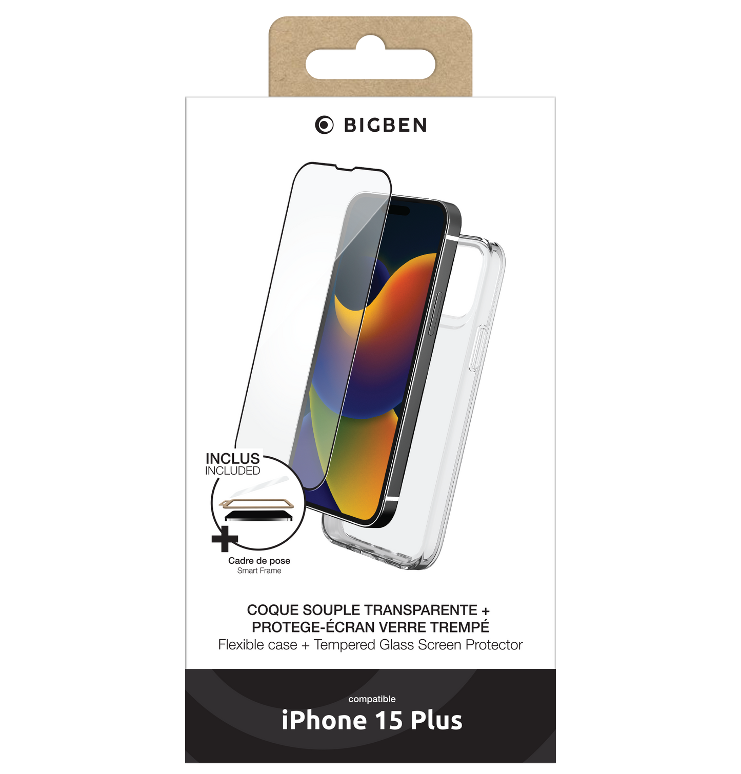 BIGBEN Pack: TPU Case + 2.5D Tempered Glass für iPhone 15 Plus