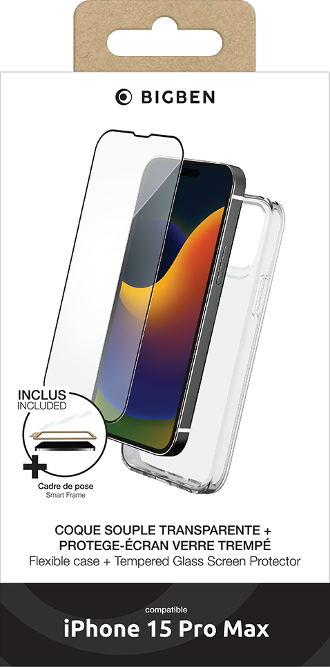 BIGBEN Pack: TPU Case + 2.5D Tempered Glass für iPhone 15 ProMax