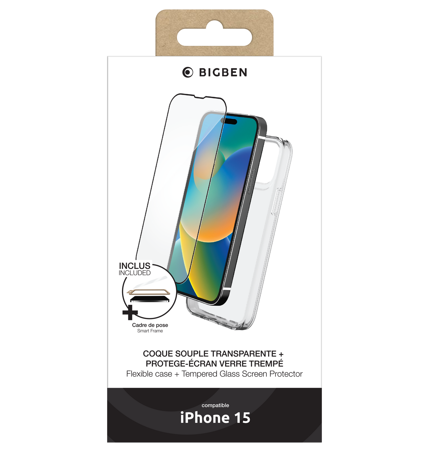 BIGBEN Pack: TPU Case + 2.5D Tempered Glass für iPhone 15