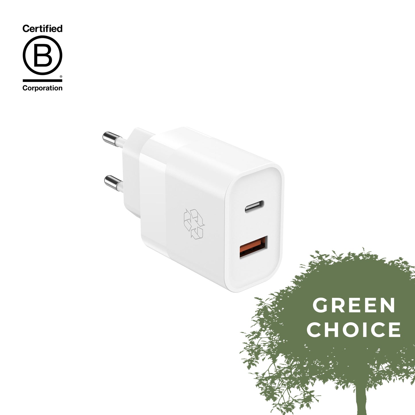 ËSSENTIALS 30W Dual Port USB-A; USB-C Power Adapter